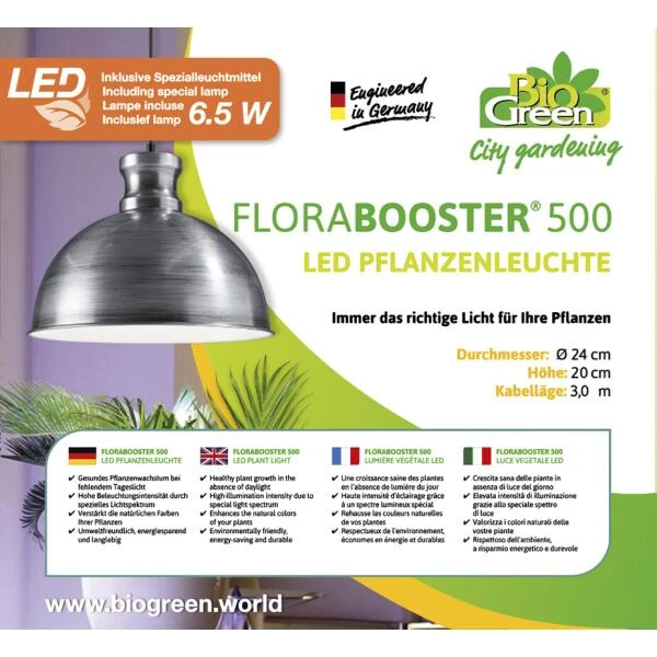 Groeilamp Led Florabooster 500 - 6,5W - Zink 4 Groeilamp Led Florabooster 500 - 6,5W - Zink - Afbeelding 4