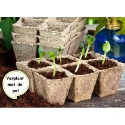 Vezelpotjes Vierkant Biologisch Afbreekbaar - 6 × 6 Cm - Set Van 24 Stuks -ESSCHERT DESIGN Verkoopwinkel kokos potjes vierkant 6 cm 1519297688 1 600