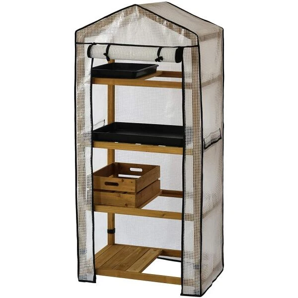 Vegtrug Kweekkas Met Houten Frame - 4 Rekken 1 Vegtrug Kweekkas Met Houten Frame - 4 Rekken