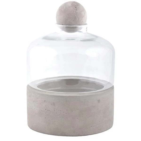 ESSCHERT DESIGN Kweekstolp Glas Op Betonbasis 1 ESSCHERT DESIGN Kweekstolp Glas Op Betonbasis