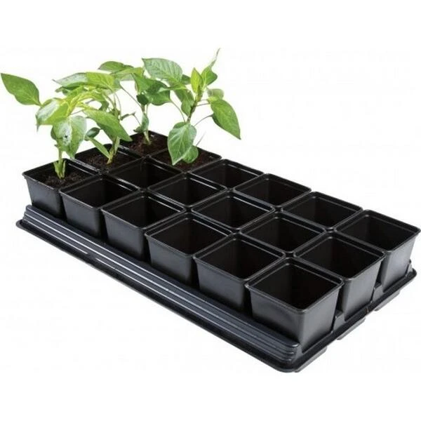 Tray Met 18 Vierkante 9 Cm Potten 1 Tray Met 18 Vierkante 9 Cm Potten