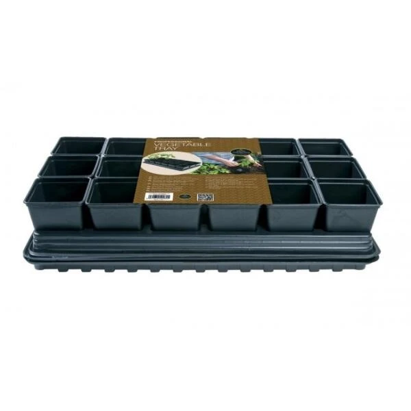 Tray Met 18 Vierkante 9 Cm Potten Met Bewatering 2 Tray Met 18 Vierkante 9 Cm Potten Met Bewatering - Afbeelding 2